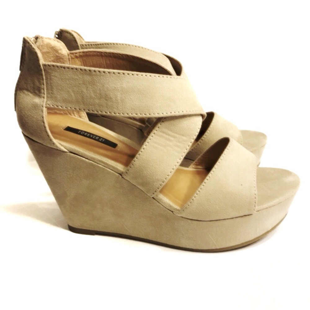 Forever 21 Strappy Platform Zippered Wedges